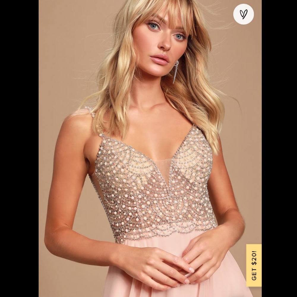 Lulu’s True Love Beaded Rhinestone Maxi Dress